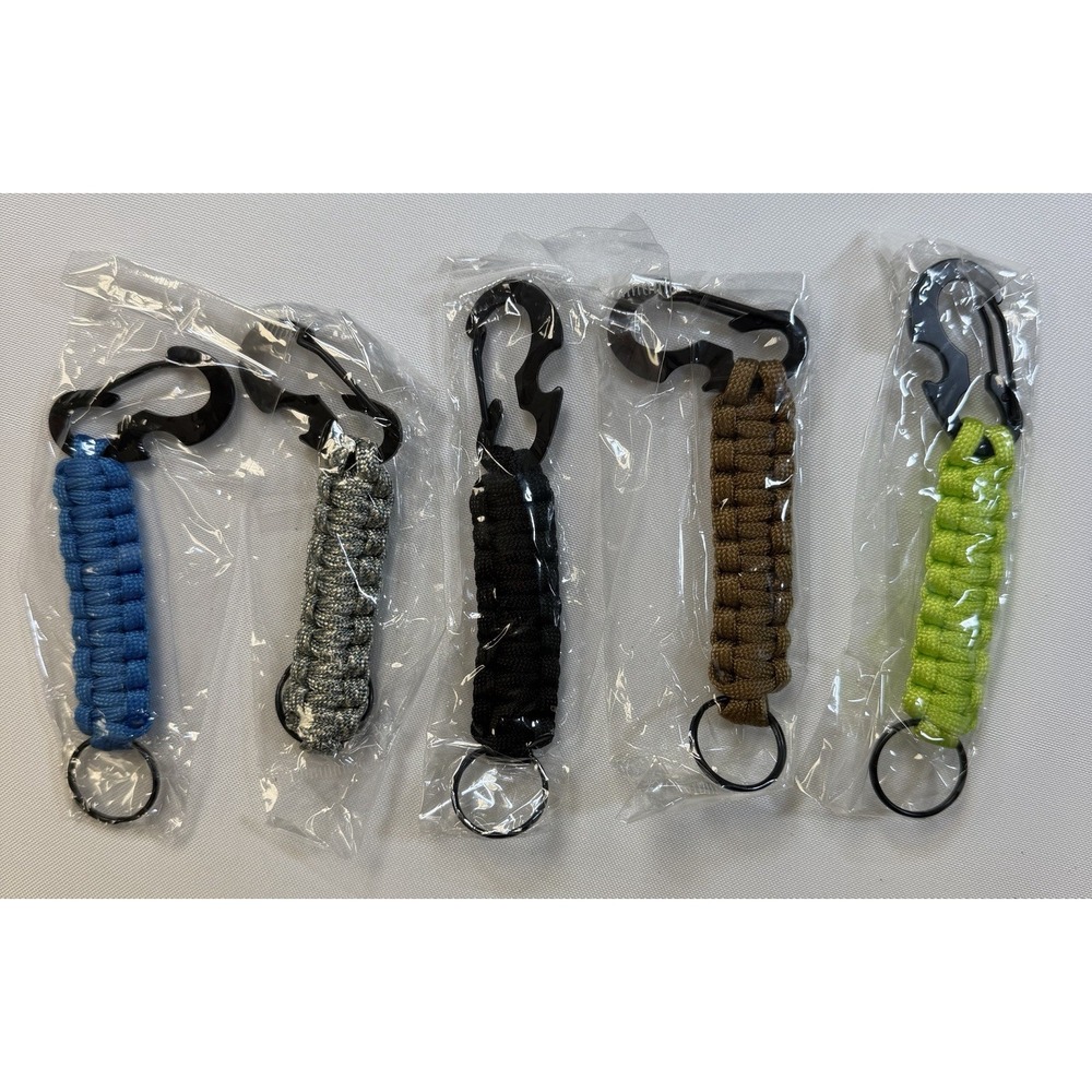 5-Pack Paracord Keychain Carabiner Heavy Duty EDC Survival Lanyard Multi-Tool